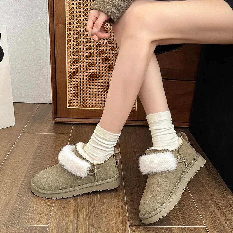 Žiemos mados moteriški trumpi batai Šilti  batai Moteriški laisvalaikio sniego batai Moteriški  „Chelsea“ batai