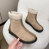 2024. aasta talv, uued naiste seemisnahast poolsaapad, soojad vabaaja Chelsea saapad, lühikesed pehmed puuvillased kõnnivad lume Botas disainitud karusnahad