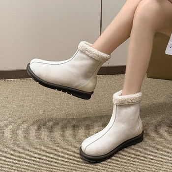 2024 Зимни нови дамски велурени боти до глезена Топли ежедневни ботуши Челси Къси плюшени памучни ходещи снежни Botas Дизайнерски кожени обувки