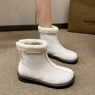 2024. aasta talv, uued naiste seemisnahast poolsaapad, soojad vabaaja Chelsea saapad, lühikesed pehmed puuvillased kõnnivad lume Botas disainitud karusnahad
