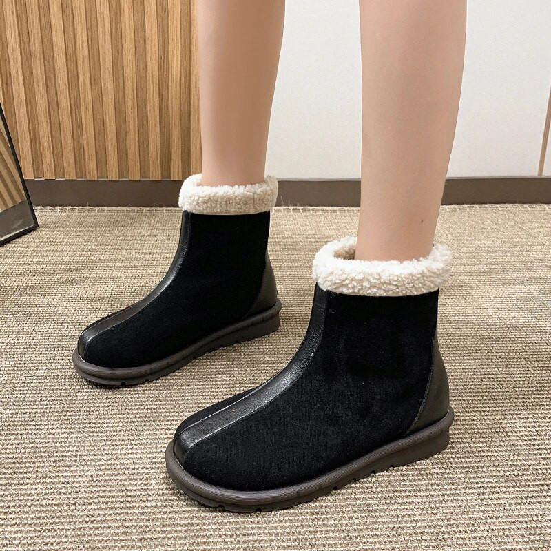 2024. aasta talv, uued naiste seemisnahast poolsaapad, soojad vabaaja Chelsea saapad, lühikesed pehmed puuvillased kõnnivad lume Botas disainitud karusnahad