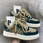 Spausdinimo platforma sportbačiai Moterų prekės ženklo laisvalaikio avalynė Moteriški Vulkanizuoti batai Pavasario Rudens Suvarstyti Moterims Batai Batai Sportbačiai