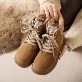 2024 Νέα τάση Χειμερινά γυναικεία ζεστά μποτάκια με κορδόνια με χοντρή σόλα Γυναικεία αθλητικά παπούτσια για εξωτερικούς χώρους Ελεύθερα μποτάκια για χιόνι