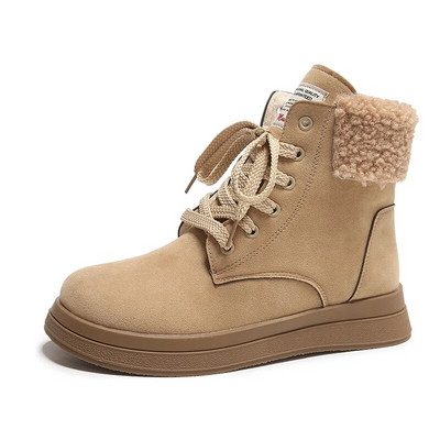 2024 Νέα τάση Χειμερινά γυναικεία ζεστά μποτάκια με κορδόνια με χοντρή σόλα Γυναικεία αθλητικά παπούτσια για εξωτερικούς χώρους Ελεύθερα μποτάκια για χιόνι