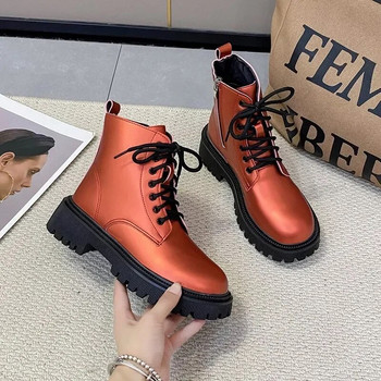 2024 Νέες γυναικείες γοτθικές μπότες λέιζερ φθινοπωρινά και χειμερινά αδιάβροχα παπούτσια βροχής μόδας λουστρίνι Γυναικείες μπότες Martin