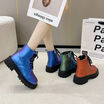 2024 Νέες γυναικείες γοτθικές μπότες λέιζερ φθινοπωρινά και χειμερινά αδιάβροχα παπούτσια βροχής μόδας λουστρίνι Γυναικείες μπότες Martin