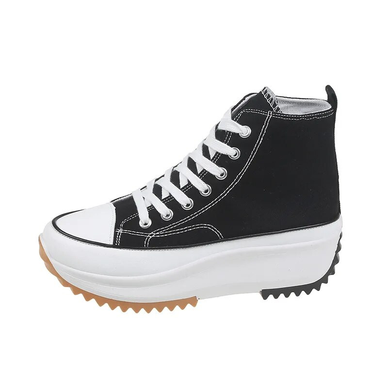 Νέα κλασικά γυναικεία αθλητικά παπούτσια Γυναικεία κορδόνια με χοντρή σόλα για περπάτημα Παπούτσια από καμβά Wedger Platform Παπούτσια ψηλά κορυφαία casual βουλκανιζέ παπούτσια