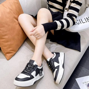 Board Shoes Дамски маратонки New Muffin Thick Bottom Khaki Black White Color Matching Модни дамски обувки Ежедневни спортни обувки