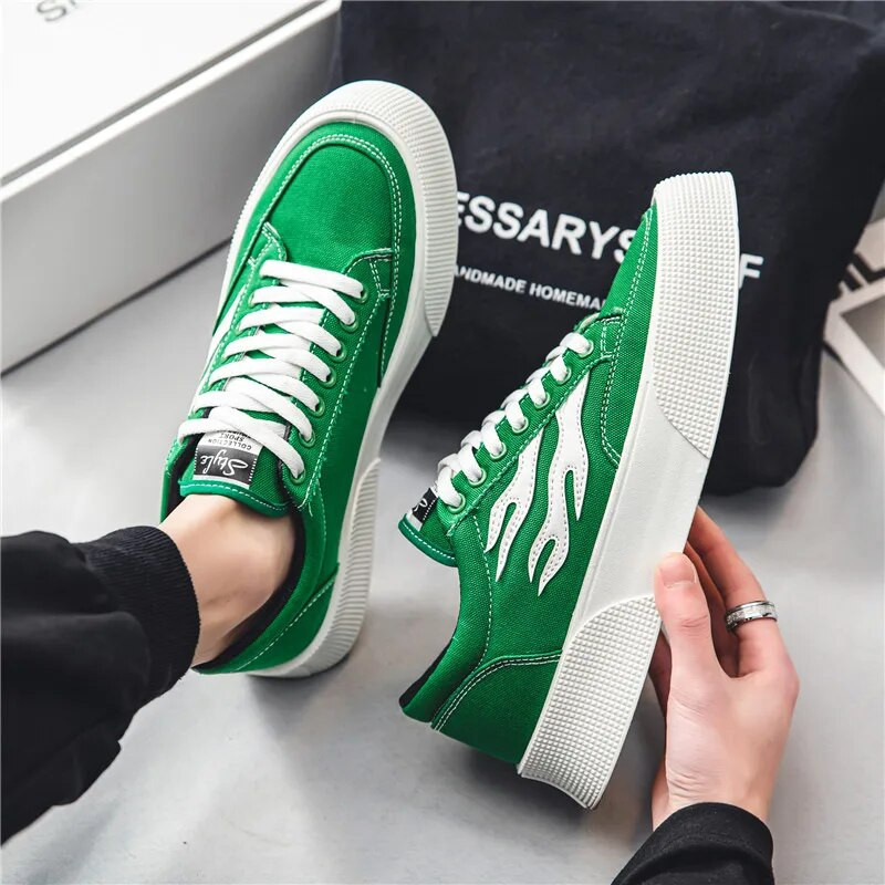 Μόδα Πράσινα Ανδρικά Παπούτσια Καμβά Κλασικά αναπνεύσιμα πάνινα πάνινα ανδρικά παπούτσια καθημερινά παπούτσια Street Hip hop Πλατφόρμα Vulcanized Ανδρικά παπούτσια