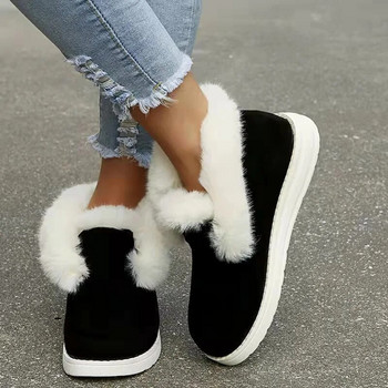 2023 Дамски боти до глезена Дамски зимни топли плюшени кожени ботуши за сняг Велурени кожени обувки Дамски удобни дамски обувки с приплъзване