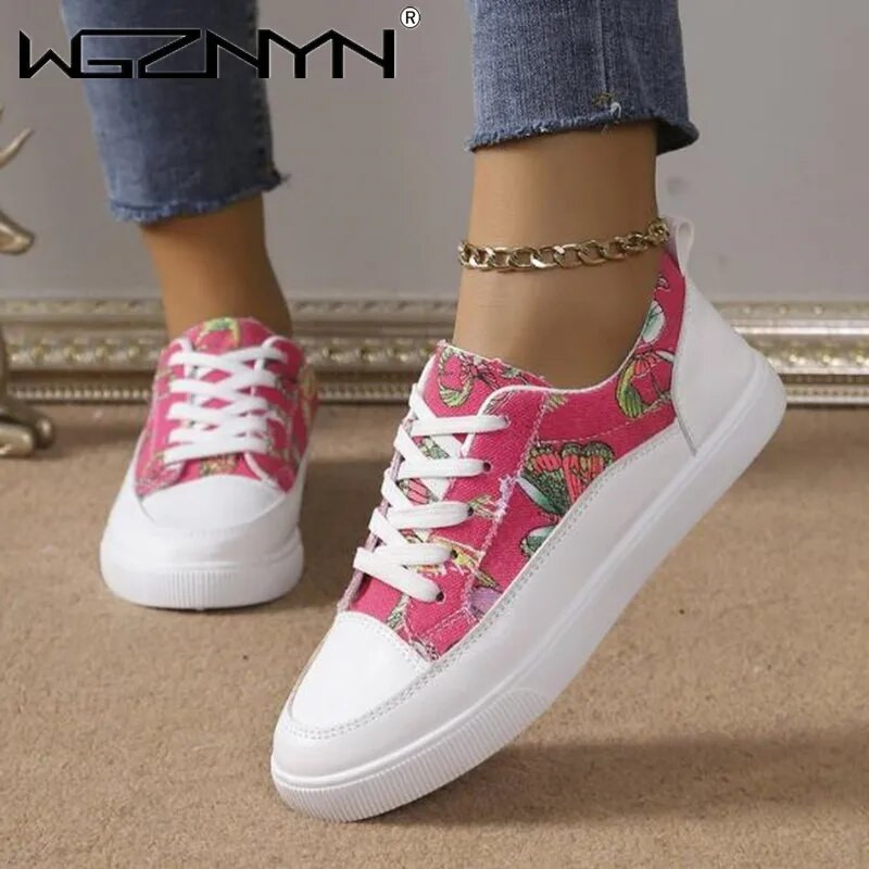 Γυναικεία πάνινα παπούτσια πλατφόρμας 2024 Νέα γυναικεία μόδα με στρογγυλά δάχτυλα με κορδόνια casual flats υπαίθρια παπούτσια για τρέξιμο Άνετα γυναικεία υποδήματα