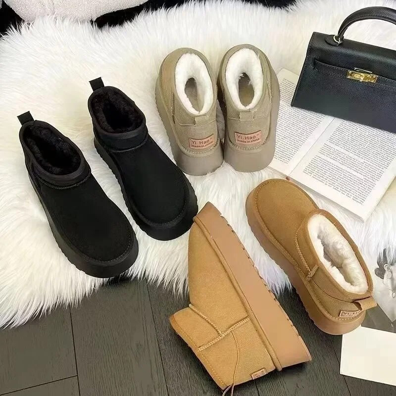 Αυστραλιανή γυναικείες μπότες Ultra Mini Γούνινες παντόφλες Λούτρινα ζεστά χειμωνιάτικα μποτάκια ανδρικά μποτάκια πλατφόρμας χιονιού Suede γυναικεία παπούτσια καστανιάς
