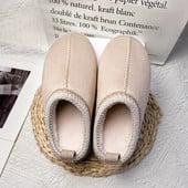 Moteriški sniego batai, 2023 m. žiema, nauji kašmyro spalvos, šilti, stori Tasman padai be kulno dengtų plaukų, pusiau šlepetės medvilniniai batai