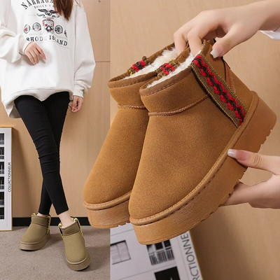 Moteriški sniego batai, 2023 m. žiema, nauji kašmyro spalvos, šilti, stori Tasman padai be kulno dengtų plaukų, pusiau šlepetės medvilniniai batai