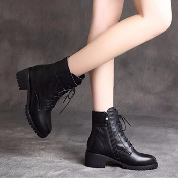 2023 Πολυτελείς μπότες Chelsea Γυναικείες δερμάτινες γυναικείες μπότες Χοντροκομμένα χειμερινά παπούτσια Πλατφόρμα μποτάκια αστραγάλου slip σε χοντρό τακούνι