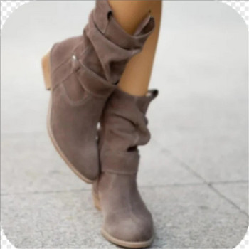 Γυναικεία Μποτάκια Χαμηλά Τακούνια Στρογγυλά Plus Size Casual Παπούτσια Faux Suede Γυναικείες χαμηλές μπότες Chelsea Boots μπότες πλατφόρμας 2023