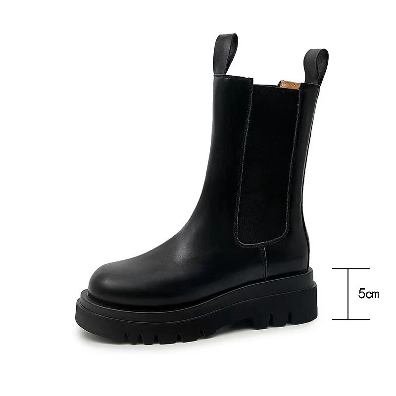 Uued luksuslikud Chelsea saapad Naiste nahast naistesaapad Tursked talvejalatsid Platvormiga poolsaapad Paksu kontsaga libisemine Brändi disainer