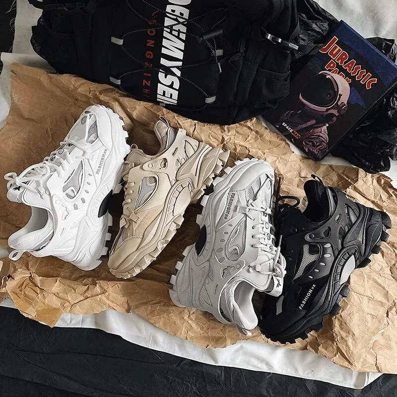 Daddy Shoes Ανδρικά μοντέρνα παπούτσια 2021 Άνοιξη και Φθινόπωρο Νέα Ανδρικά Αθλητικά Παπούτσια Φωτεινής Κορέας με αυξημένη χοντρή σόλα