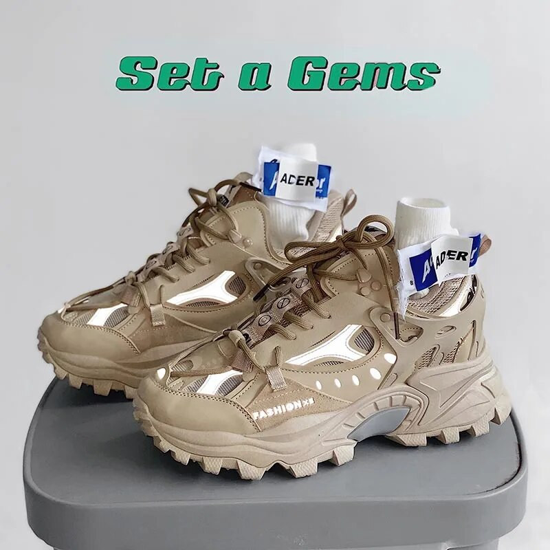 Daddy Shoes Ανδρικά μοντέρνα παπούτσια 2021 Άνοιξη και Φθινόπωρο Νέα Ανδρικά Αθλητικά Παπούτσια Φωτεινής Κορέας με αυξημένη χοντρή σόλα