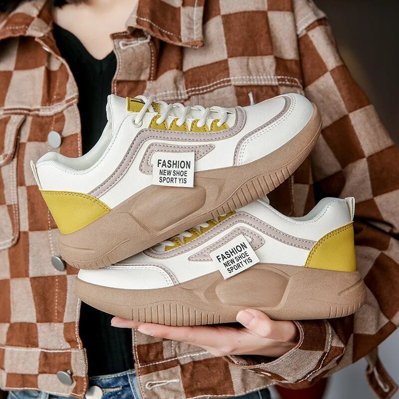 Kvaliteetsed naistekingad 2023, uued paksu tallaga kõrgendatud tossud naiste retrokiiludega vabaajajalatsid Zapatos De Mujer