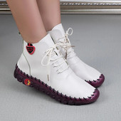 Μπότες Γυναικεία Παπούτσια Δερμάτινα Μποτάκια Γυναικεία Φθινοπωρινό Χειμώνα Άνετα Γυναικείες Μπότες με φερμουάρ Χέρι Κλωστή ραπτικής Mom Botas Mujer