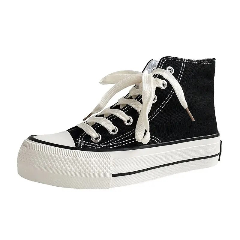 HOUZHOU Classic Vulcanized Casual παπούτσια πλατφόρμας καμβά Γυναικεία ψηλά αθλητικά παπούτσια 2023 Μόδα Breathable Comfortable Sport Κορεατικά