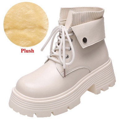 Turske platvormiga naiste mootorrattasaapad sügistalvised lühikesed pehmed soojad poolsaapad, naiste veekindlad Pu Learher Botas Mujer