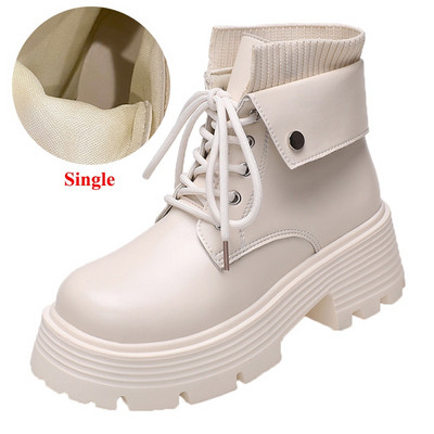 Turske platvormiga naiste mootorrattasaapad sügistalvised lühikesed pehmed soojad poolsaapad, naiste veekindlad Pu Learher Botas Mujer