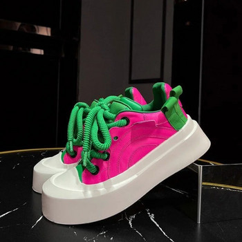 Дамски обувки на платформа 2023 Есенни нови дишащи ниски обувки с връзки за жени Издръжливи дамски ежедневни платнени обувки за ходене