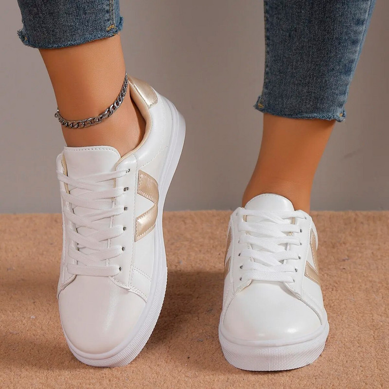 Maži balti batai rudeniniai nauji kaklaraištis plokščių grindų batai lauko laisvalaikio moteriški batai juodi batai auksiniai madingi moteriški batai