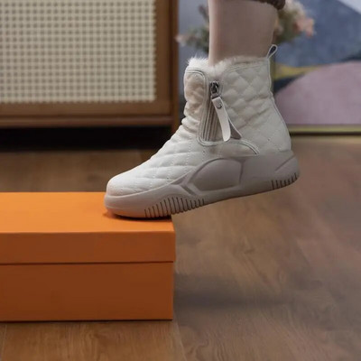 Moteriški sniego batai žieminiai pavasario šilti storapadžiai kulkšnies vienspalviai batai su užtrauktuku moterims 2023 m. ūgį didinantys pliušiniai batai