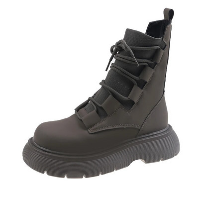 2023 m. tampraus audinio moteriški batai pavasario rudeniui studentams Laisvalaikio madingi batai Suvarstomi kryželiu surišti masyvūs apvalūs keturkampiai batai