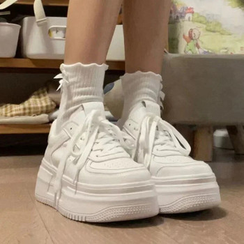 Γυναικεία παπούτσια Casual με κορδόνια Πλατφόρμα πάνινα παπούτσια Γυναικεία άνετα παπούτσια Γυναικεία επίπεδη μόδα Λευκά παπούτσια για τζόκινγκ Γυναικεία παπούτσια zapatos mujer