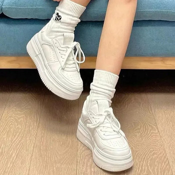 Дамски ежедневни обувки Маратонки на платформа с връзки Дамски удобни обувки Дамски плоски модни бели обувки за джогинг Дамски zapatos mujer