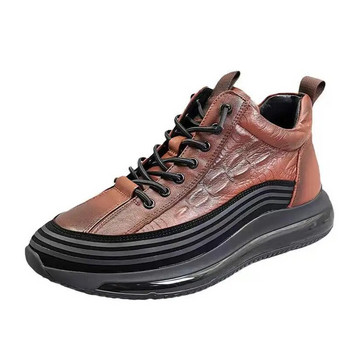 2023 Мъжки вулканизирани обувки Ежедневни маратонки Модни луксозни крокодилски принт Комфортни спортни обувки на платформа Мъжки обувки Tenis Masculino