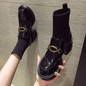 Saapad kontsaga naiste poolsaapad platvorm väga kõrged kontsad jalatsid sokid lühikesed kingad naistele ümara varbaga Chunky Goth hot boot