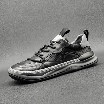 Ανδρικά αθλητικά παπούτσια μονόχρωμα ελαστικά παπούτσια casual παπούτσια σε στυλ ραψίματος Δερμάτινο κούφιο αναπνεύσιμο υπαίθριο ελαφρύ χωρίς ολίσθηση Zapatos