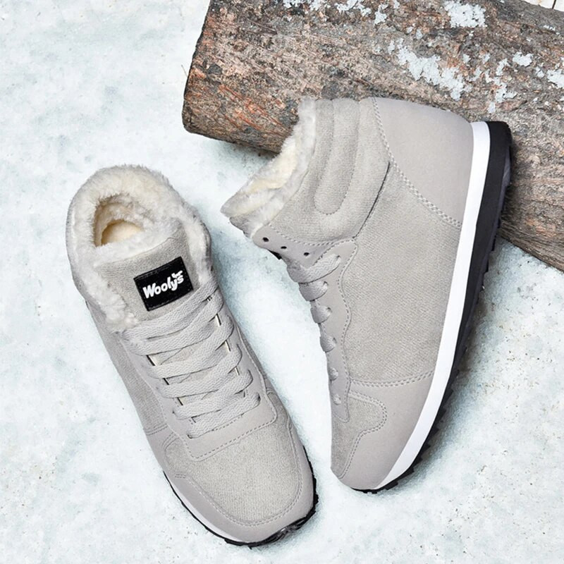 Ανδρικά μποτάκια ζεστά γούνινα παπούτσια χιονιού Λούτρινα casual αθλητικά παπούτσια Non-slipbotas Comfort για ζευγάρια Υποδήματα Plus Size Zapatos Para Hombres