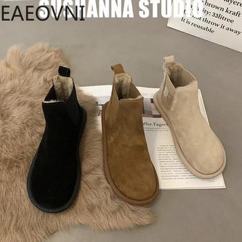 Νέα Keep Warm Snow Boots Γυναικεία Comfort Flats Τακούνι Γυναικεία παπούτσια Κομψά κοντά Botas botines de mujer