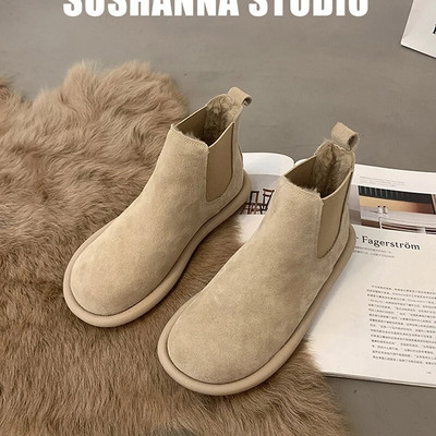 Nove ugrijane čizme za snijeg Ženske udobne cipele s ravnom petom Ženske elegantne kratke Botas botines de mujer