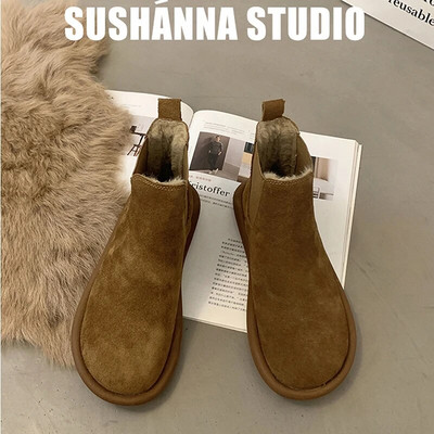 Nove ugrijane čizme za snijeg Ženske udobne cipele s ravnom petom Ženske elegantne kratke Botas botines de mujer