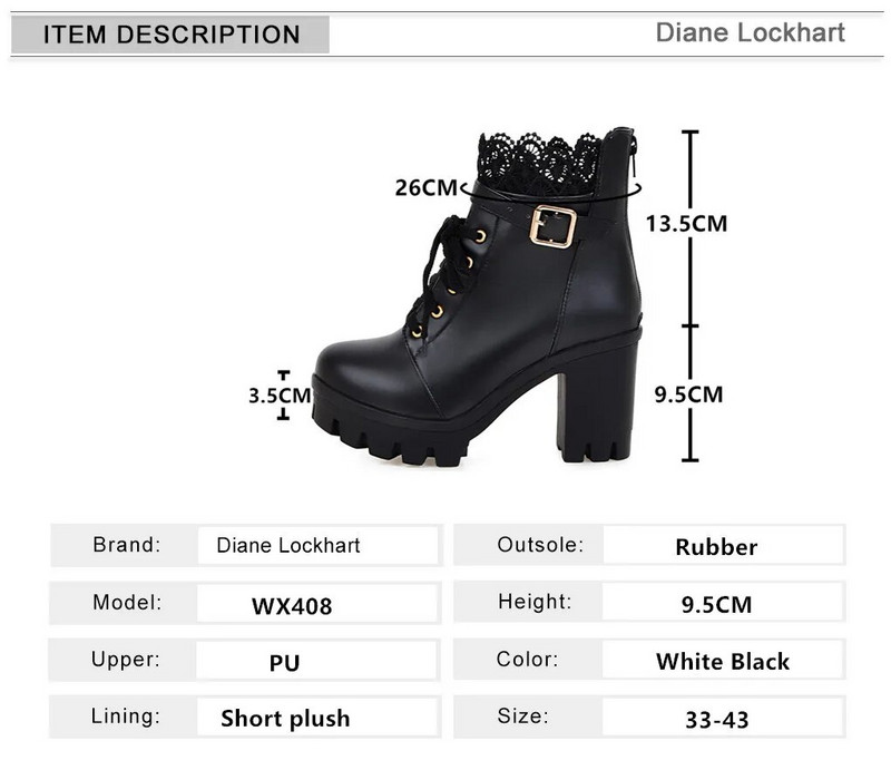 Talvised uued kõrge kontsaga jämeda kontsaga platvorm Marton saapad Frenulum veekindlad paksu põhjaga valged naiste saapad Zapatos De Mujer 33