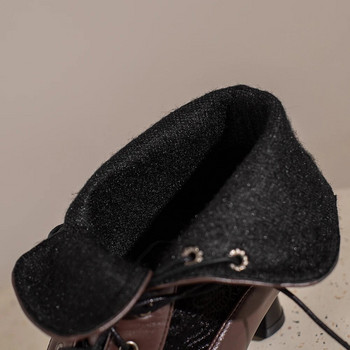 Дамски викториански боти до глезена с остър пръст, кожени дантела, издълбани, пънк с връзки, странни стимпънк обувки на висок ток, плюс размер 32-46