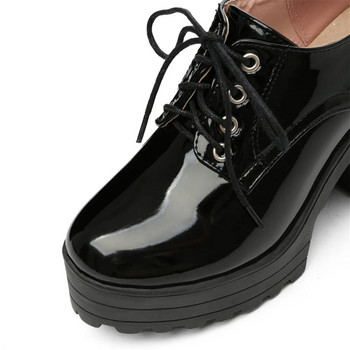 Класически дамски обувки с връзки, черни, бели, къси ботуши с платформа, евро стил, дамски обувки, есен, пролет, пънк обувки с високи токчета