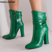 Baltos storos kulkšnies auliniai moteriški trumpi batai Madingi aukštakulniai batai su sagtimi Mėlyni rudeniniai žieminiai moteriški aulinukai