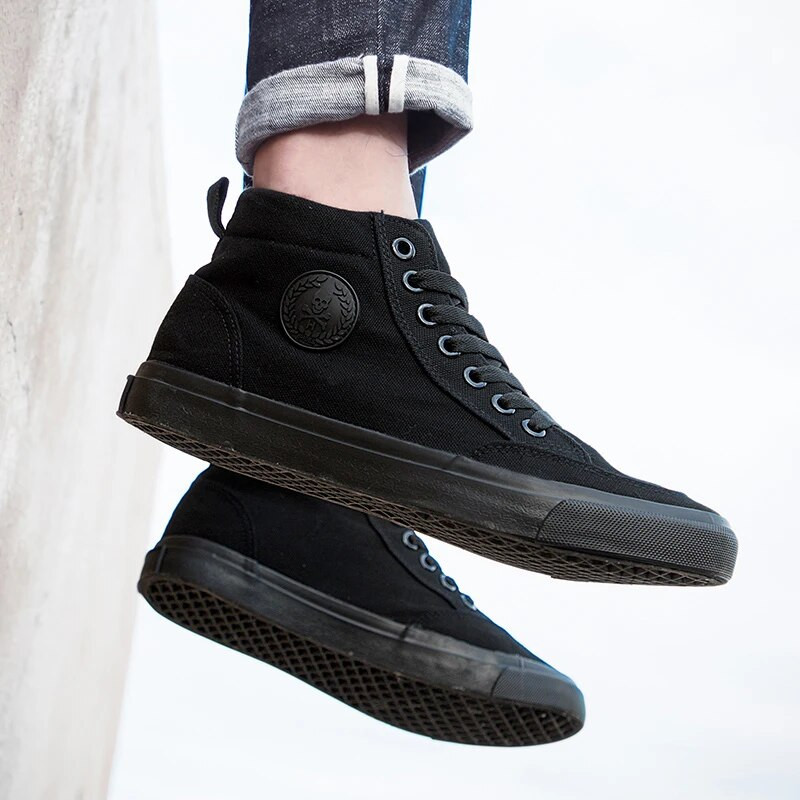 Παπούτσια Ανδρικά Ανοιξιάτικα φθινοπωρινά κορδόνια Υψηλό τοπ Αντρικό στυλ Βουλκανιζέ Παπούτσια Μόδα Flats Νεανικά Ανδρικά παπούτσια καμβά Αθλητικά παπούτσια