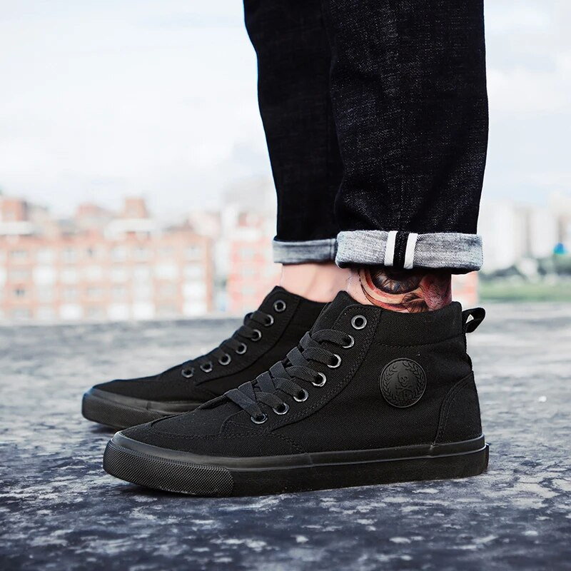 Παπούτσια Ανδρικά Ανοιξιάτικα φθινοπωρινά κορδόνια Υψηλό τοπ Αντρικό στυλ Βουλκανιζέ Παπούτσια Μόδα Flats Νεανικά Ανδρικά παπούτσια καμβά Αθλητικά παπούτσια