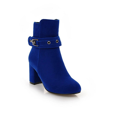 Suure suurusega ümmargune nina kandiline konts naistele saapad Mood Pandlaga Poolsaapad Naiste kingad Tõmblukk Odavad kõrge kontsaga saapad, naine 31-43