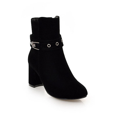 Suure suurusega ümmargune nina kandiline konts naistele saapad Mood Pandlaga Poolsaapad Naiste kingad Tõmblukk Odavad kõrge kontsaga saapad, naine 31-43