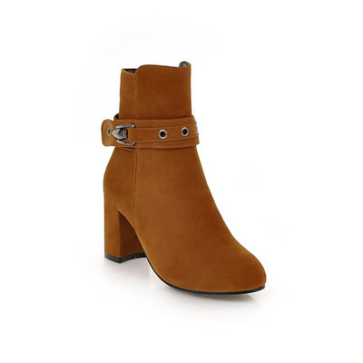 Suure suurusega ümmargune nina kandiline konts naistele saapad Mood Pandlaga Poolsaapad Naiste kingad Tõmblukk Odavad kõrge kontsaga saapad, naine 31-43